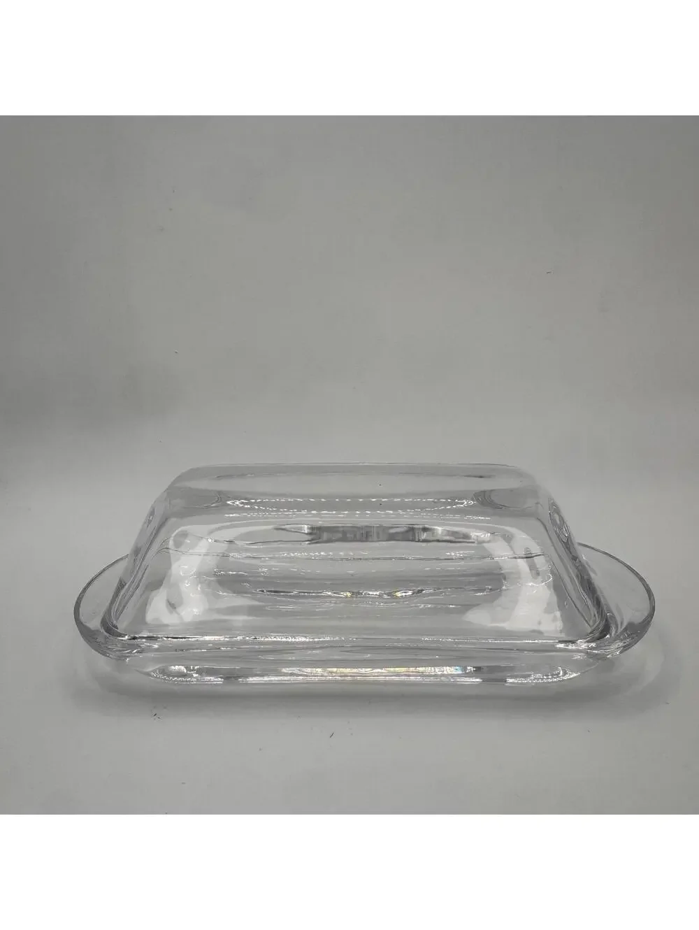 Vintage Clear Glass Butter Dish with Lid | Farmhouse Kitchen Decor, Mid Century
